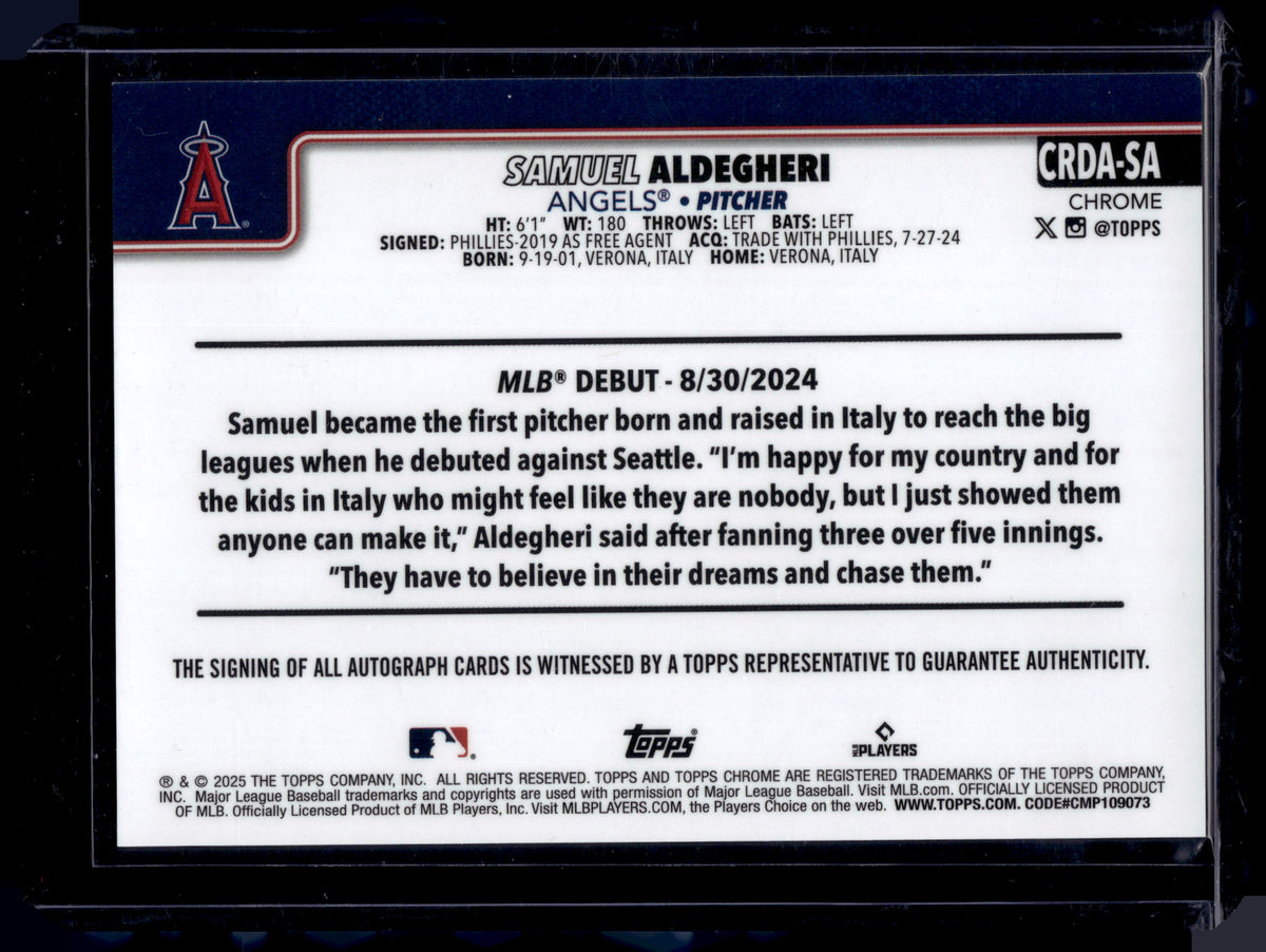 2025 Topps Chrome Samuel Aldegheri #CRDA-SA RC