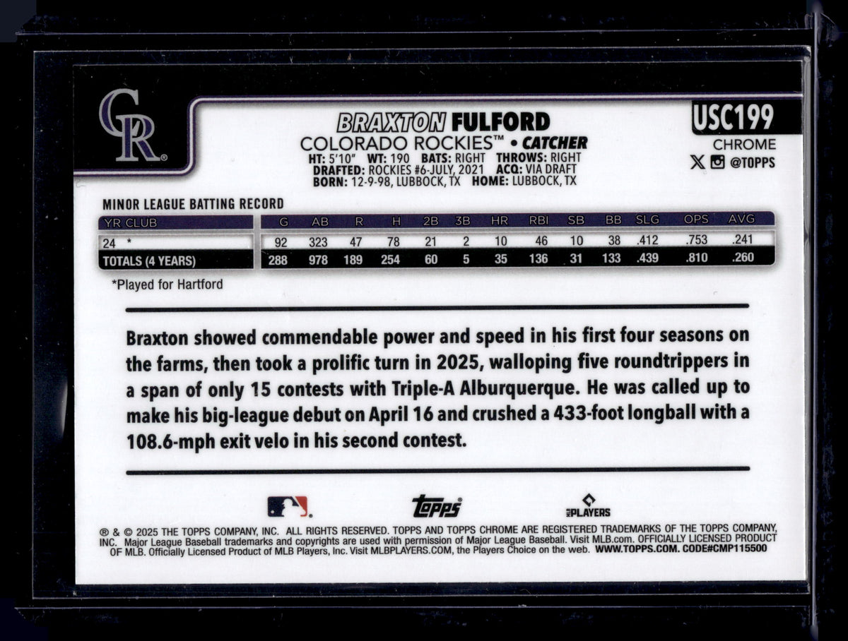 2025 Topps Chrome Update Series Braxton Fulford #USC199 Geometric RC