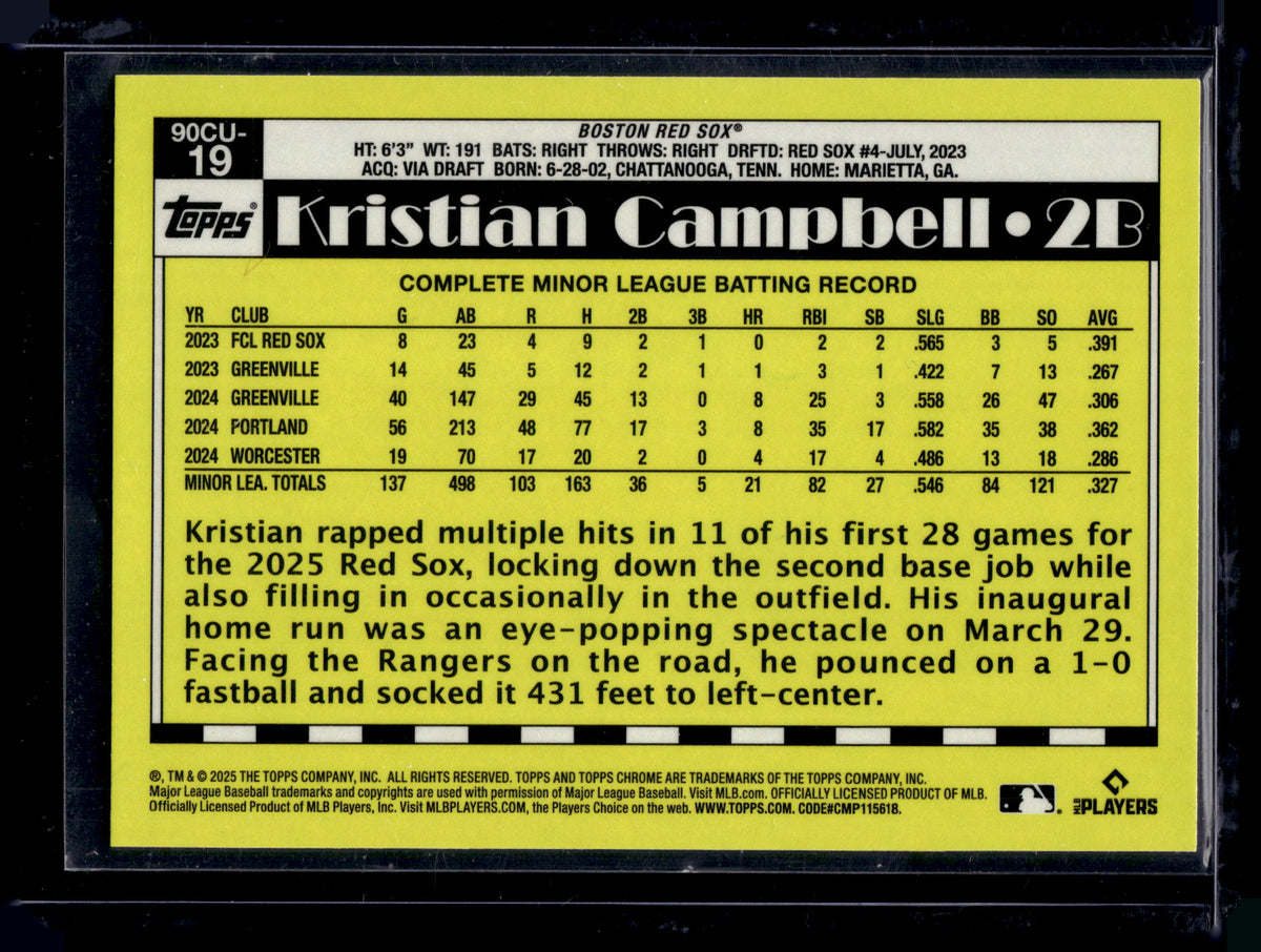 2025 Topps Chrome 1990-91 Kristian Campbell #90CU-19 Geometric  RC