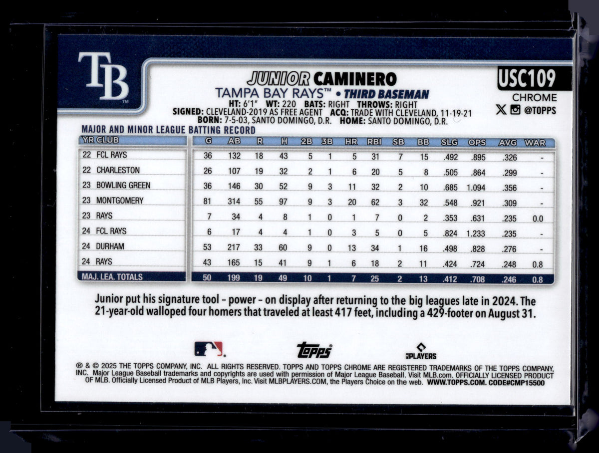 HL-P01 2025 Topps Chrome Junior Caminero #USC109 Geometric Refractor