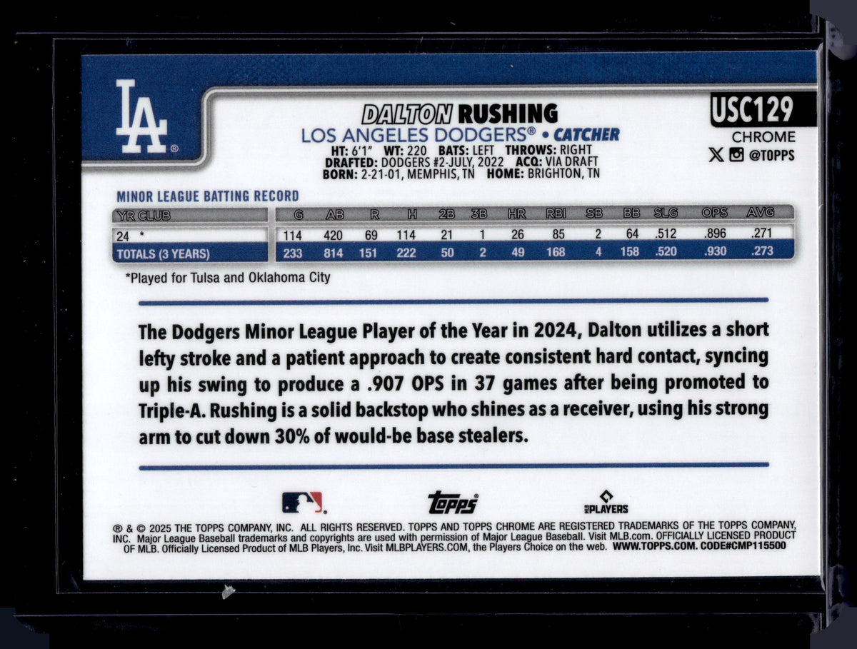 Hl-P01 2025 Topps Chrome Update Dalton Rushing #USC129 Geometric Refractor RC