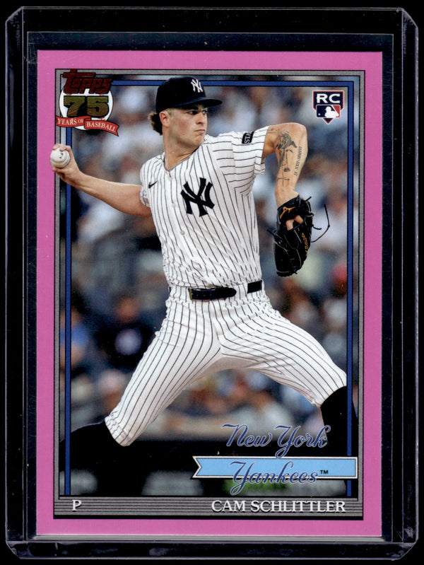 2026 Topps Heritage Cam Schlittler #T91-86 Pink RC