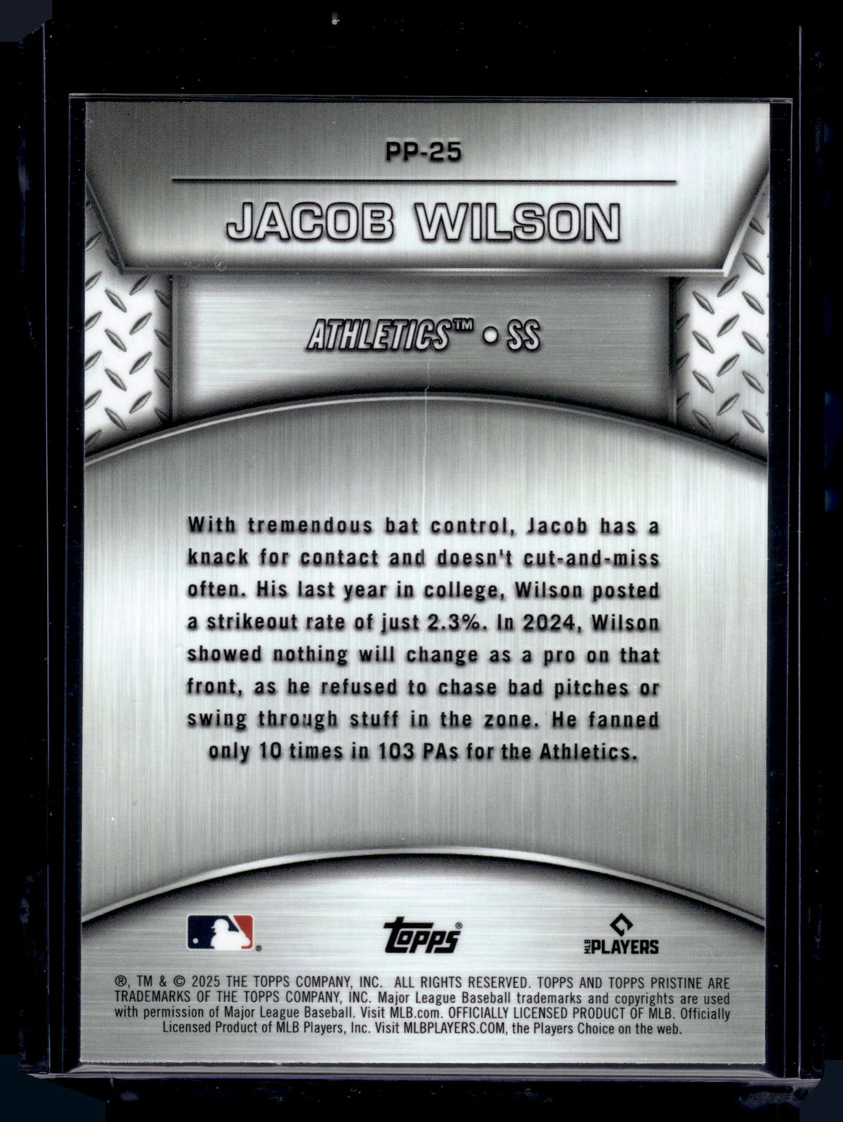 HL-P01 2025 Topps Pristine Plated and Polished Jacob Wilson #PP-25 Refractor RC