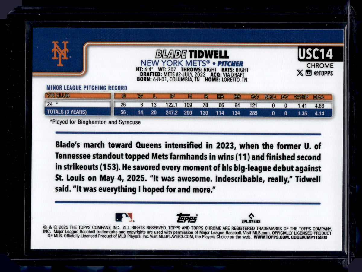 HL-P01 2025 Topps Chrome Blade Tidwell #USC14 Green Geometric Refractor /99 RC
