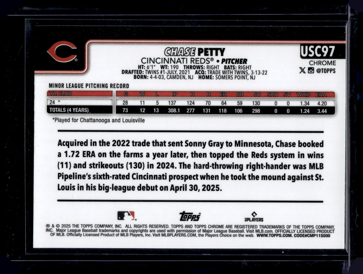 HL-P01 2025 Topps Chrome Update Chase Petty #USC97 Green Geometric /99 RC