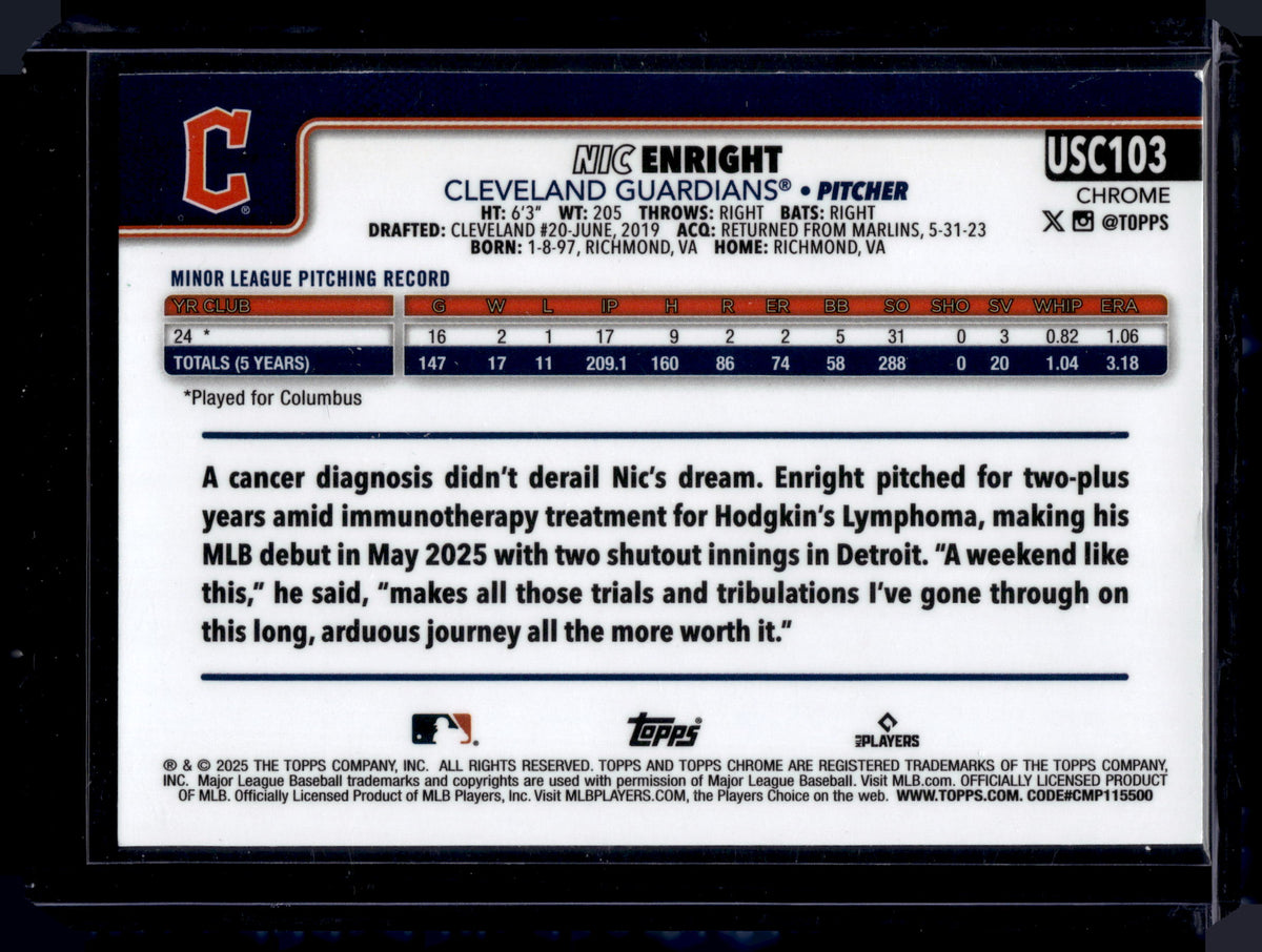 HL-P01 2025 Topps Chrome Update Nic Enright #USC103 Green Wave /99 RC