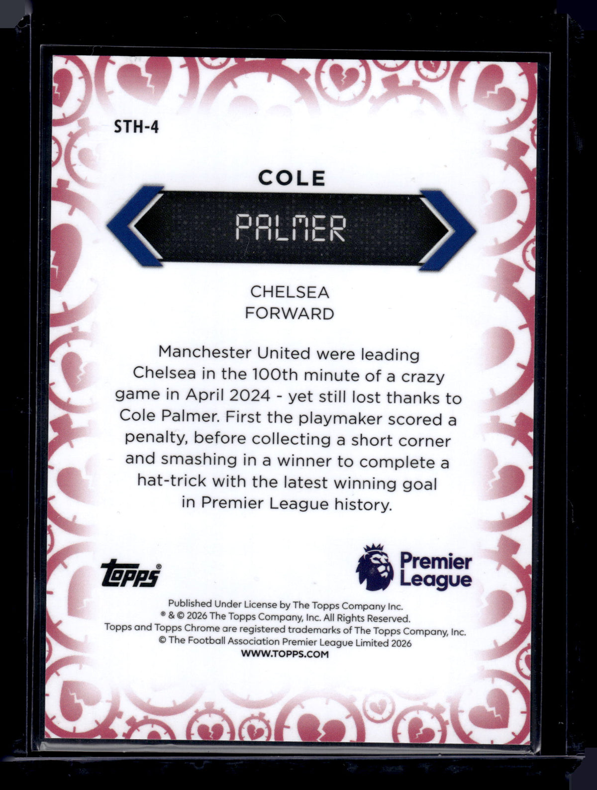 HL-P01 2026 Topps Chrome Cole Palmer Stoppage Time Heartbreaker #STH-4