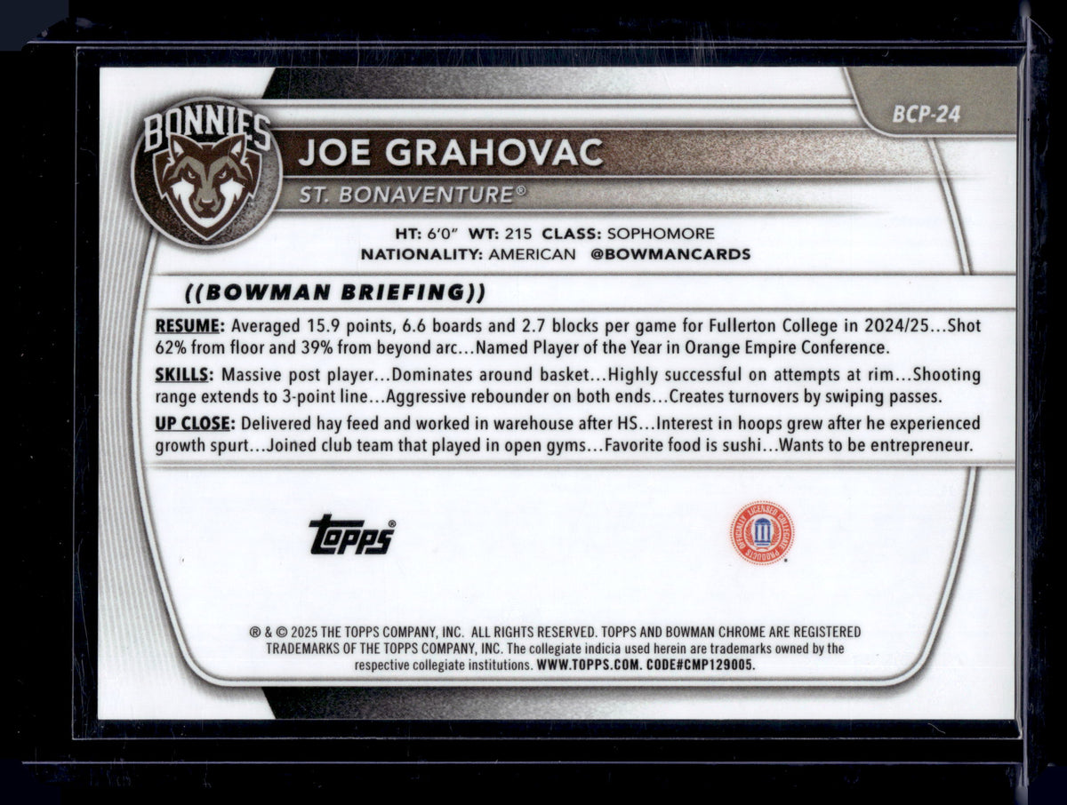 HL-P01 2025 Bowman Chrome Joe Grahovac #BCP-24 Gold Geometric Refractor /50