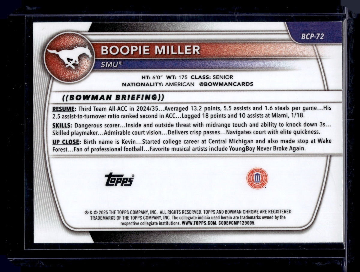 HL-P01 2025 Bowman Chrome Boopie Miller #BCP-72 Geometric Refractor 1st Bowman