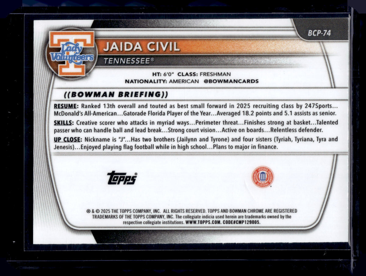 HL-P01 2025 Bowman Chrome U Jaida Civil 1st Bowman Green Geometric /99 #BCP-74