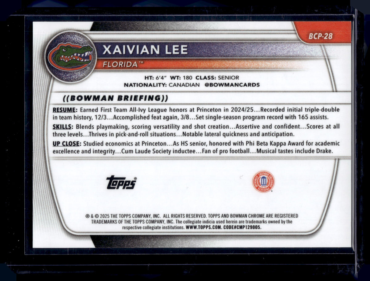 HL-P01 2025 Bowman Chrome Xaivian Lee #BCP-28 Gold Geometric Refractor /50