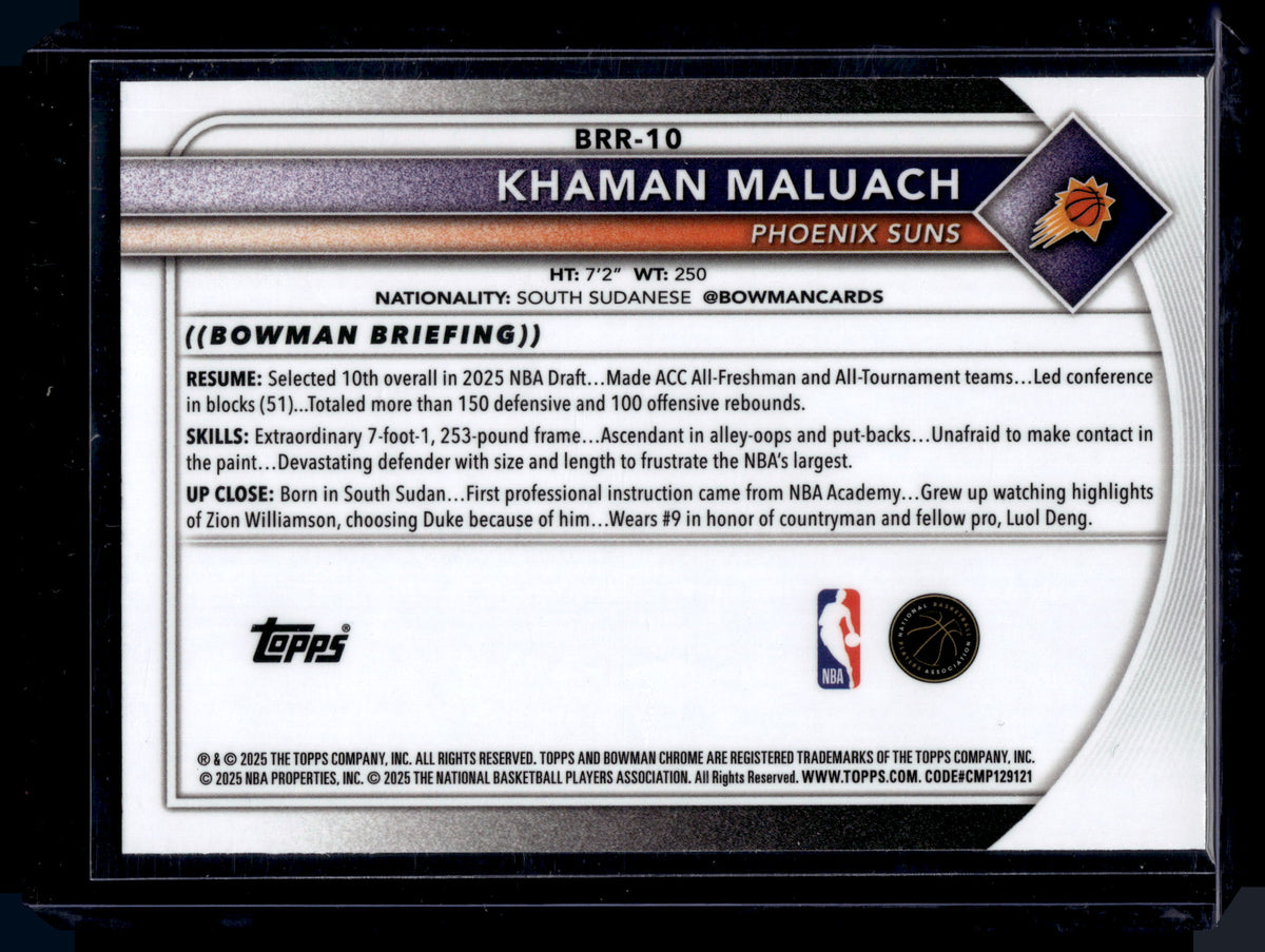 HL-P01 2025 Bowman Chrome Khaman Maluach #BRR-10 Refractor RC
