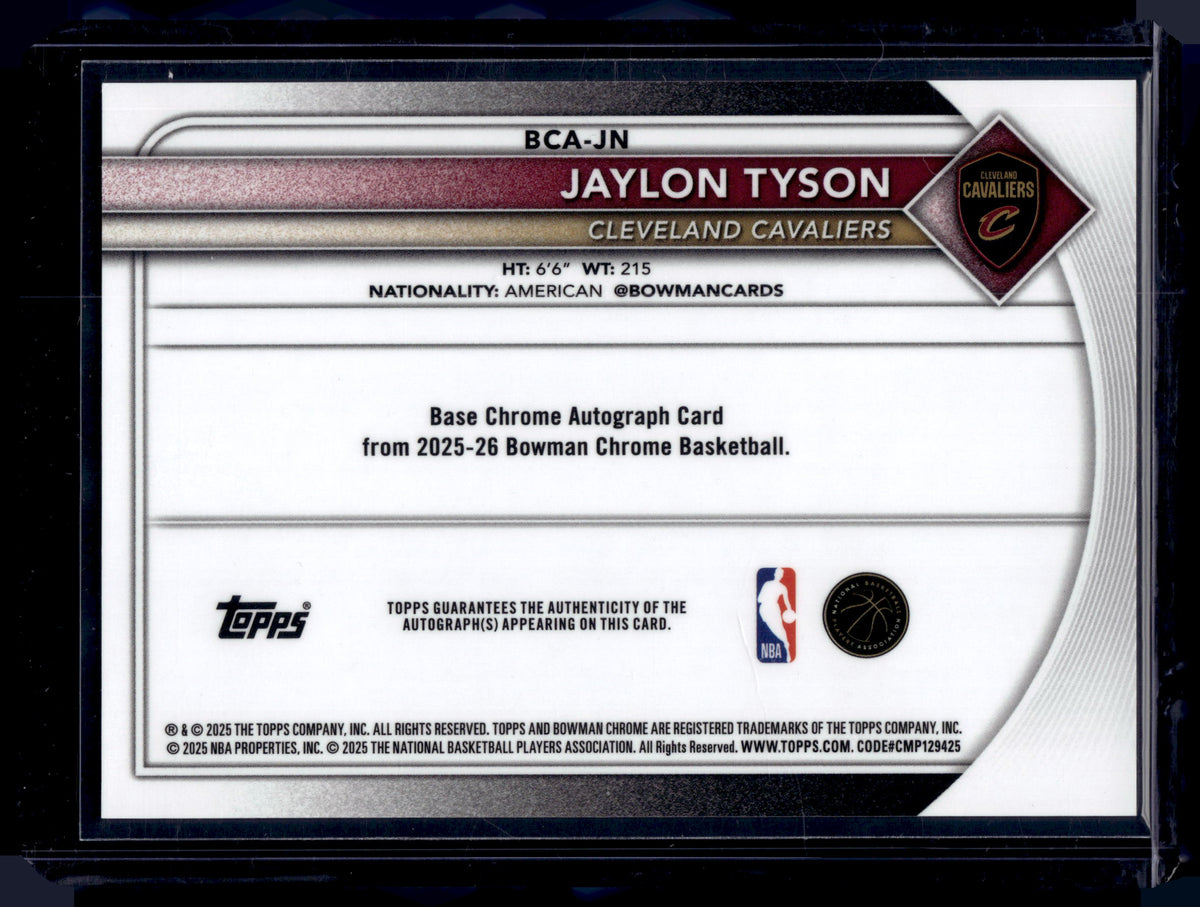 HL-P01 2025 Topps Bowman Chrome Jaylon Tyson #BCA-JN Blue Geometric /150 Auto