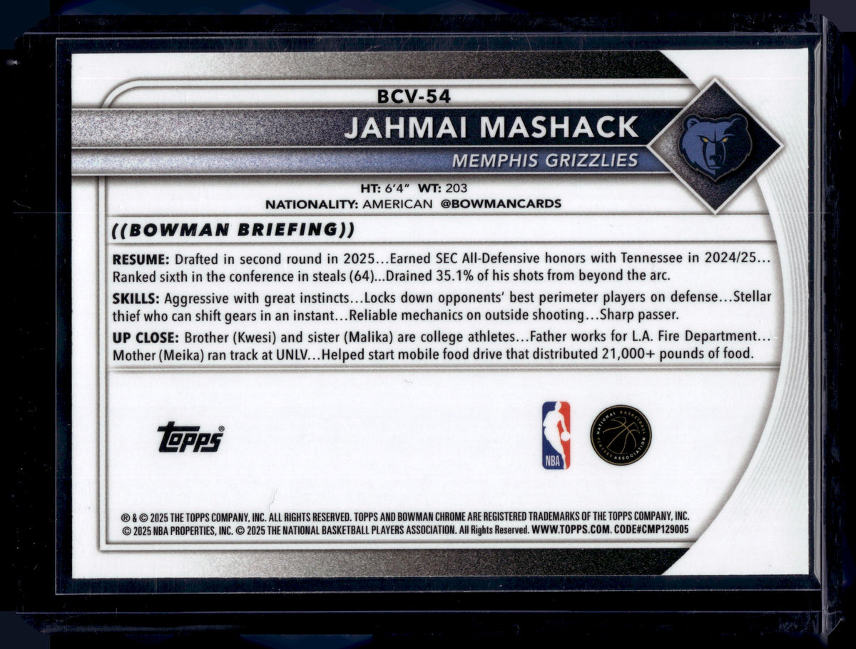 HL-P01 2025 Topps Bowman Chrome Jahmai Mashack #BCV-54 Green Geometric /99 RC