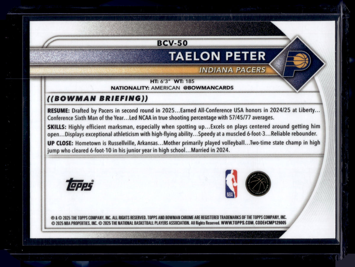 HL-P01 2025 Topps Bowman Chrome Taelon Peter #BCV-50 Geometric RC