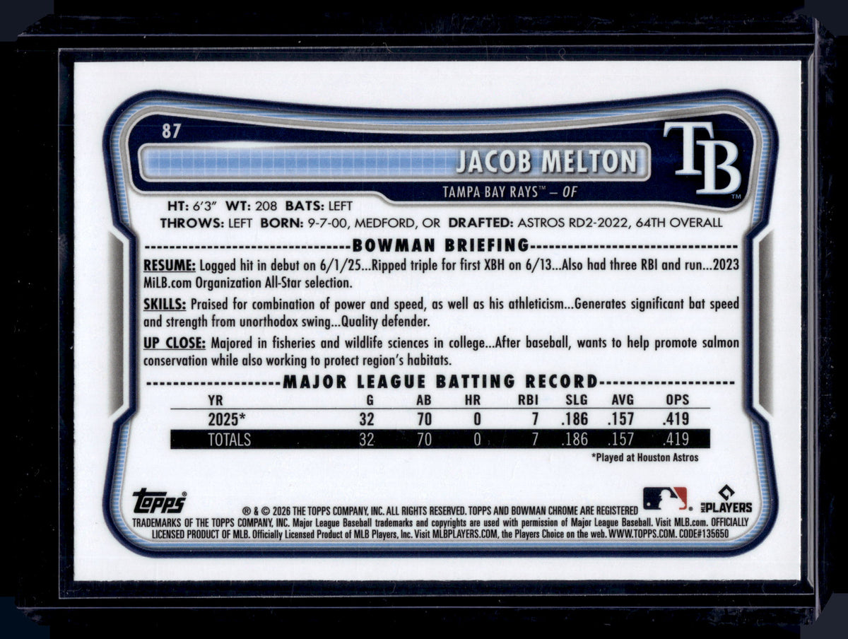 HL-P01 2026 Bowman Chrome Jacob Melton #87 Refractor RC