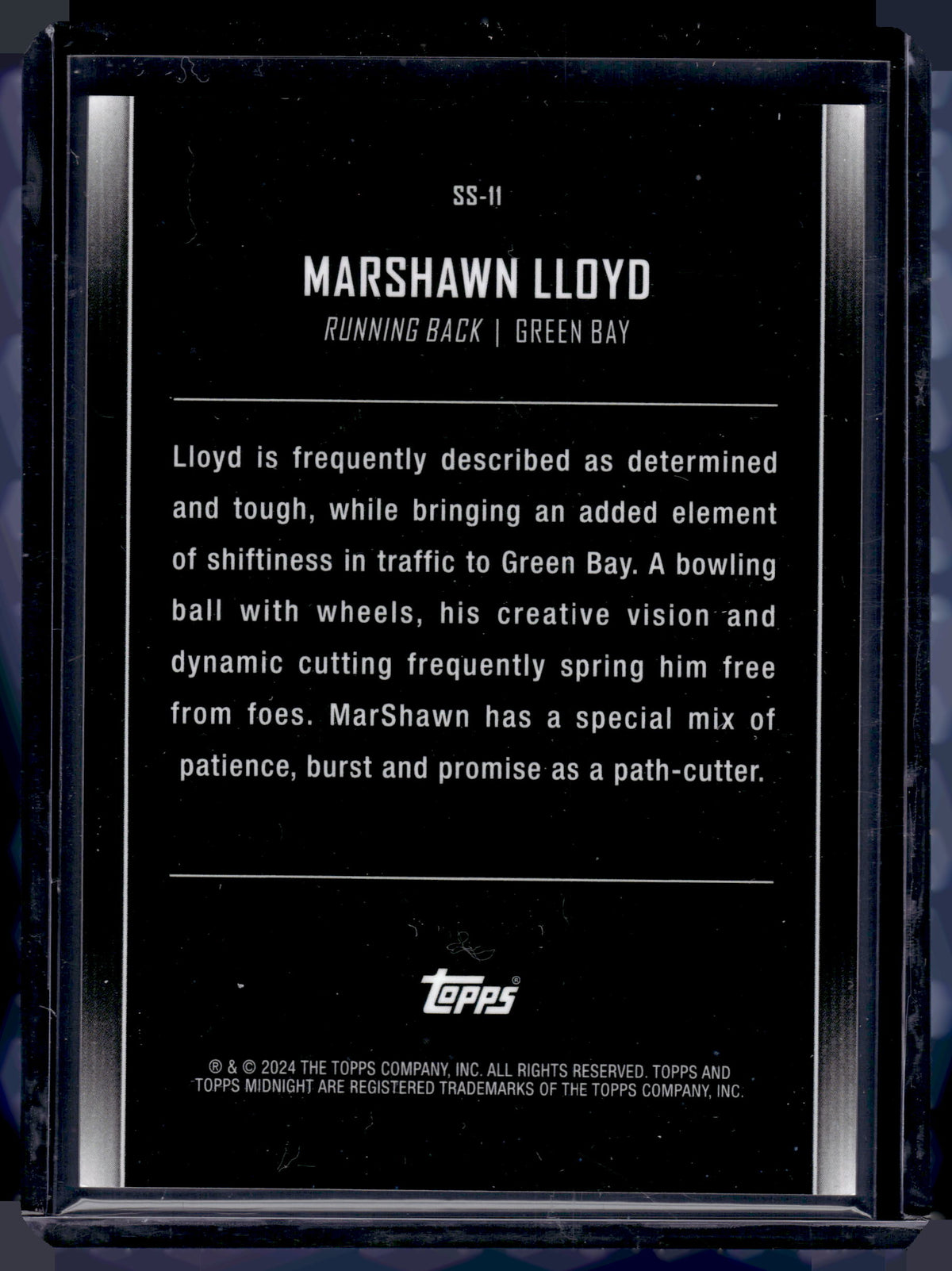 HL-P02 2024 Topps Midnight Star Studded MarShawn Lloyd #SS-11 Refractor /99 RC