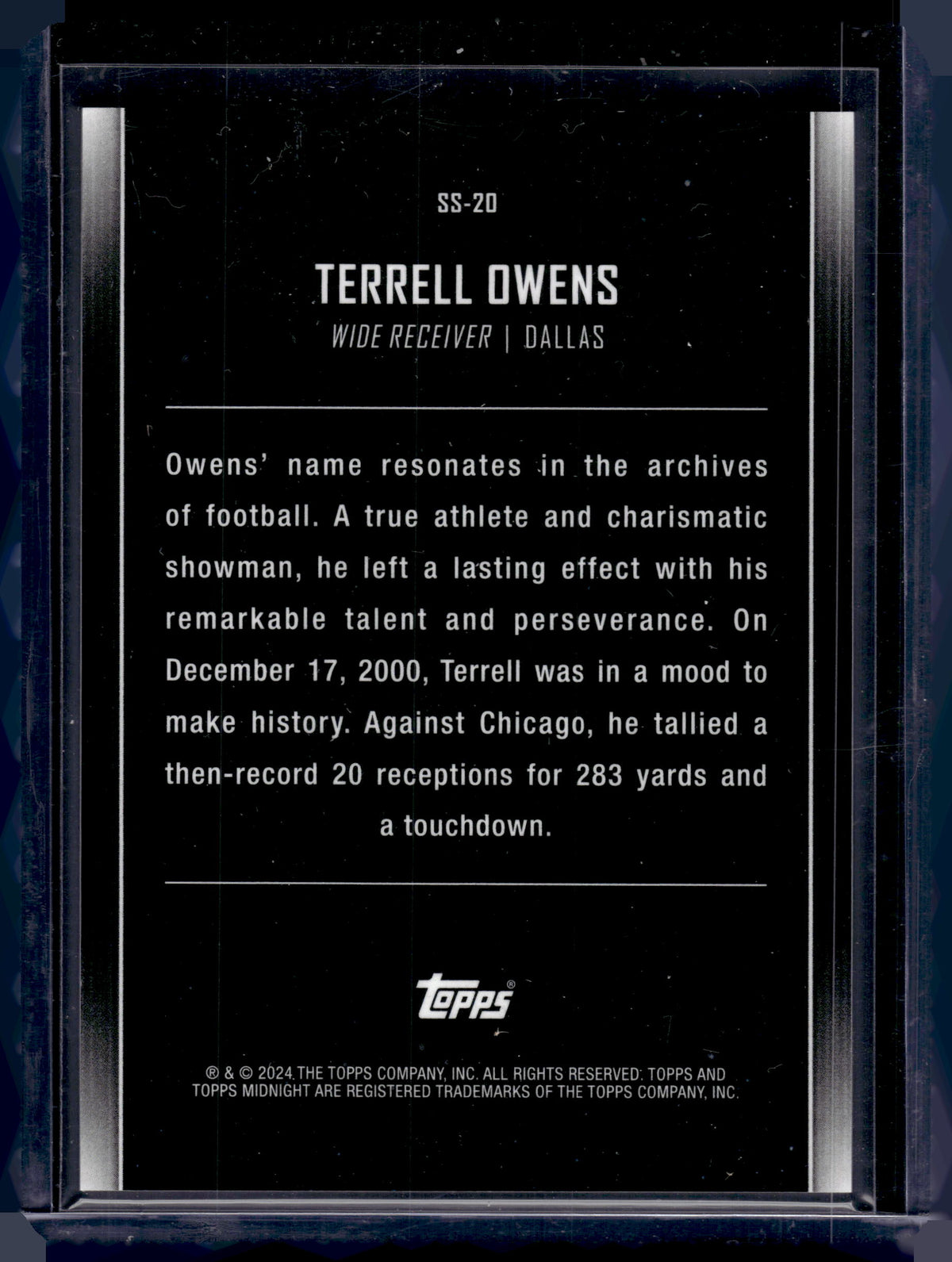 HL-P02 2024 Topps Midnight Star Studded Terrell Owens #SS-20 Reference