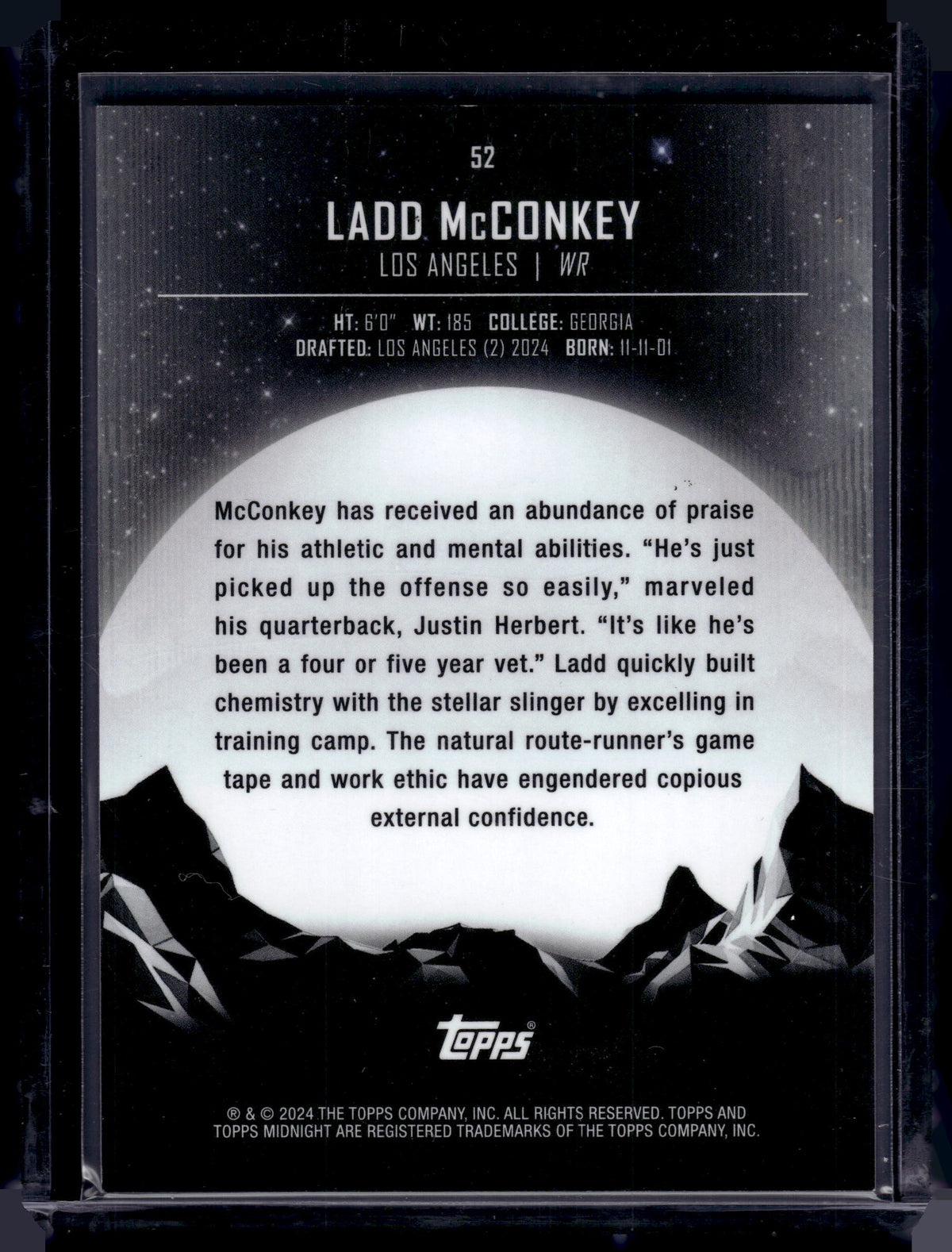 HL-P02 2024 Topps Midnight Ladd McConkey #52 RC