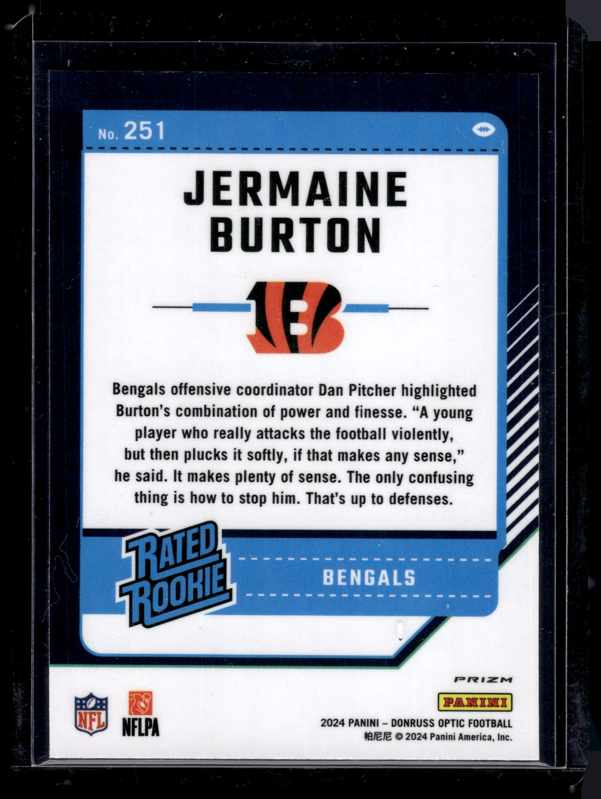 HL-P02 2024 Panini Donruss Optic Football Jermaine Burton #251 Blue Hyper