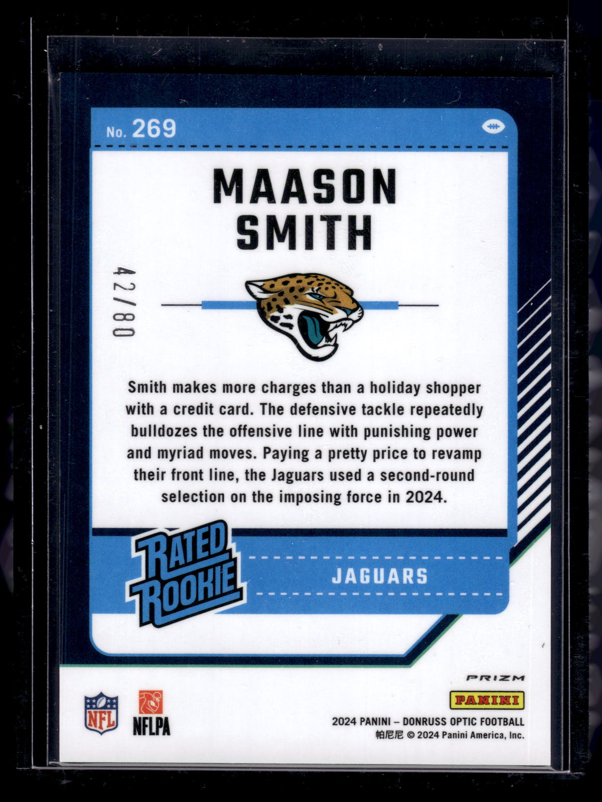 HL-P02 2024 Panini Donruss Optic Prizm Maason Smith #269 Pink Velocity /80