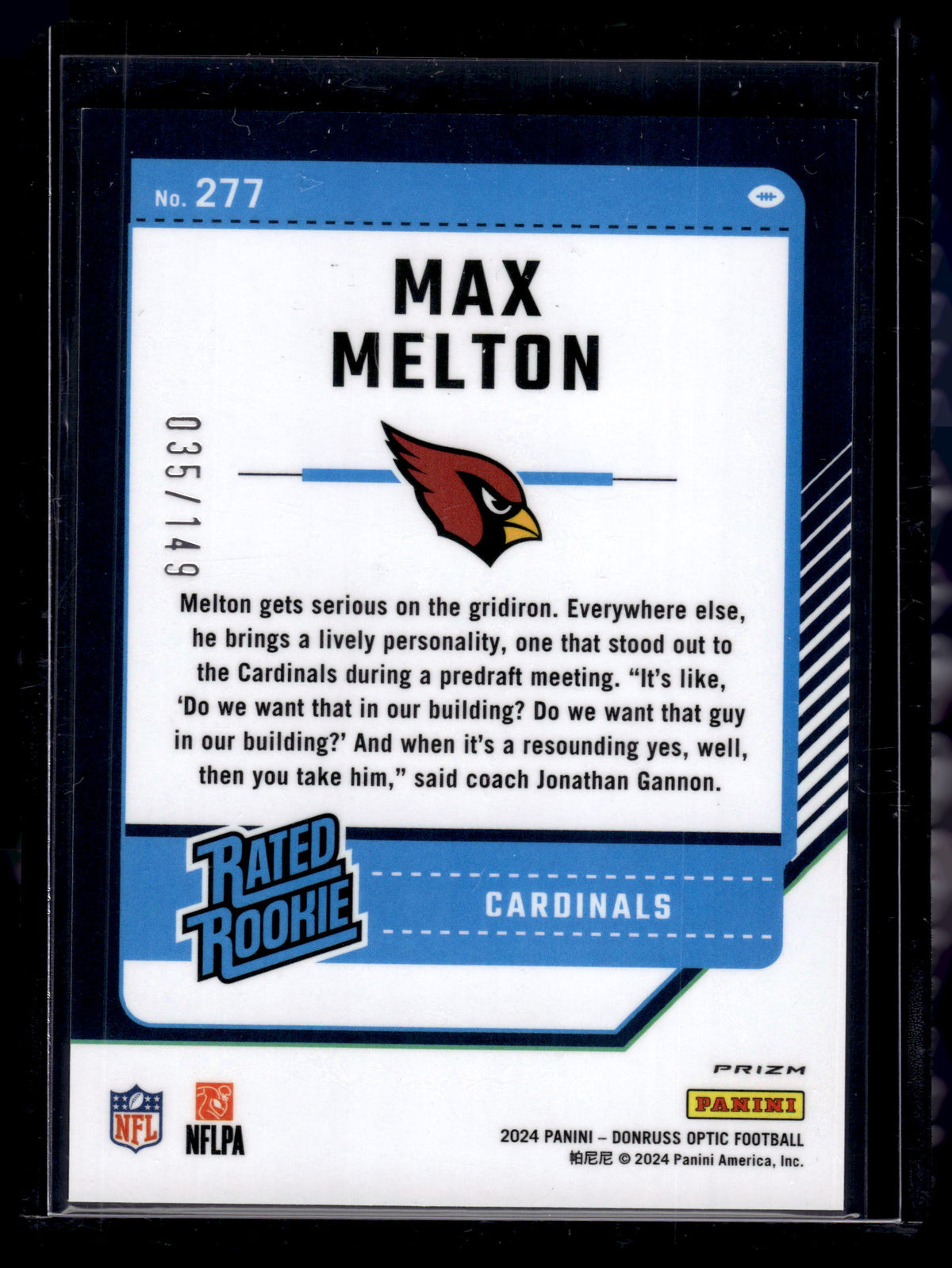 HL-P02 2024 Panini Donruss Optic Prizm Max Melton #277 Flex Emoji /149