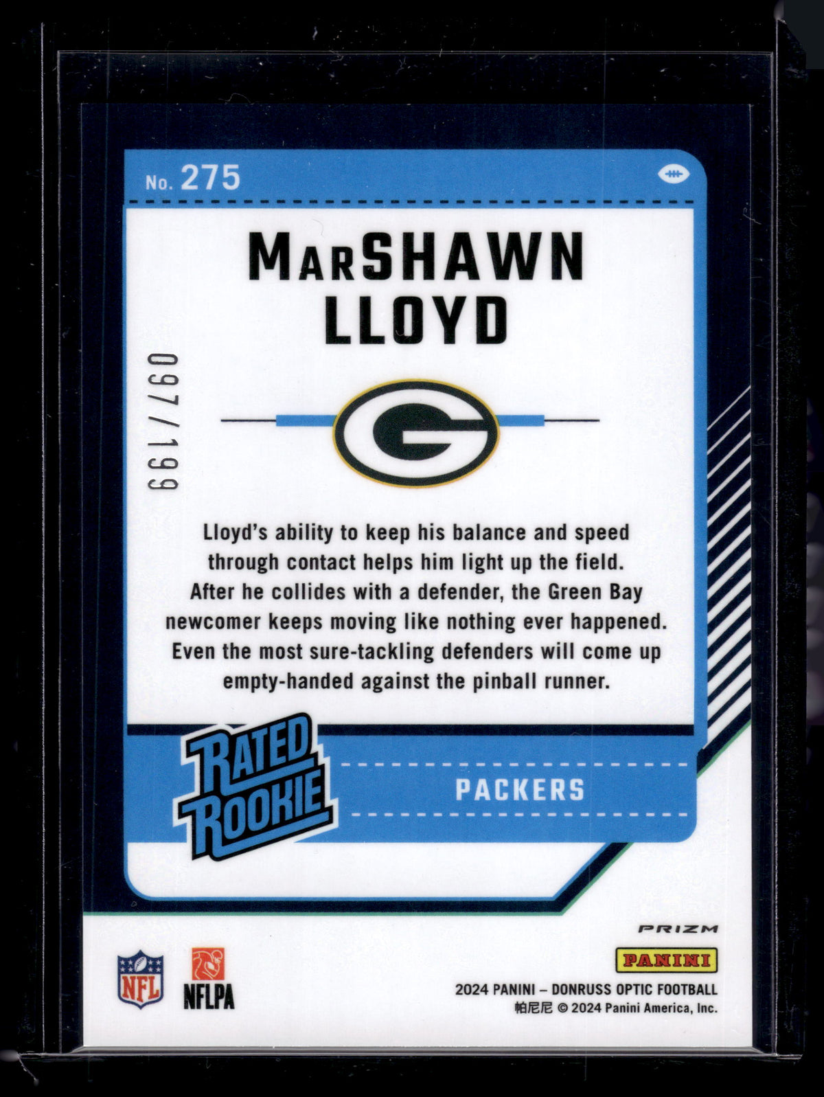 HL-P02 2024 Panini Donruss Optic MarShawn Lloyd #275 Blue /199