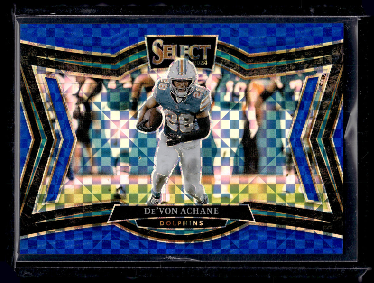 HL-P02 2025 Panini Select Prizm De'Von Achane #432 Blue Checkerboard /75