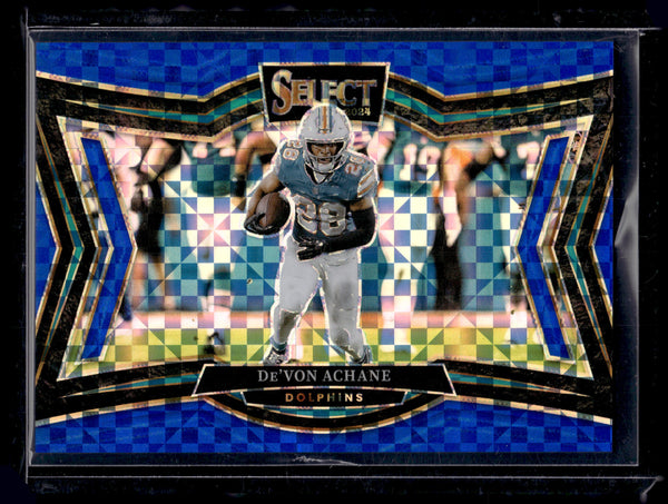 2025 Panini Select Prizm De'Von Achane #432 Blue Checkerboard /75