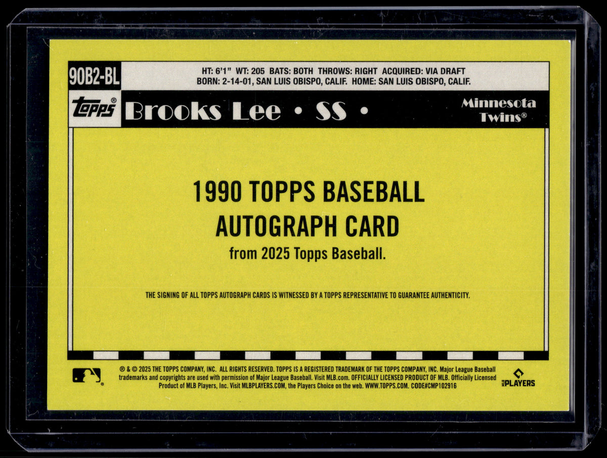 HL-P02 2025 Topps 1990 Topps Baseball Brooks Lee #90B2-BL Purple Auto RC