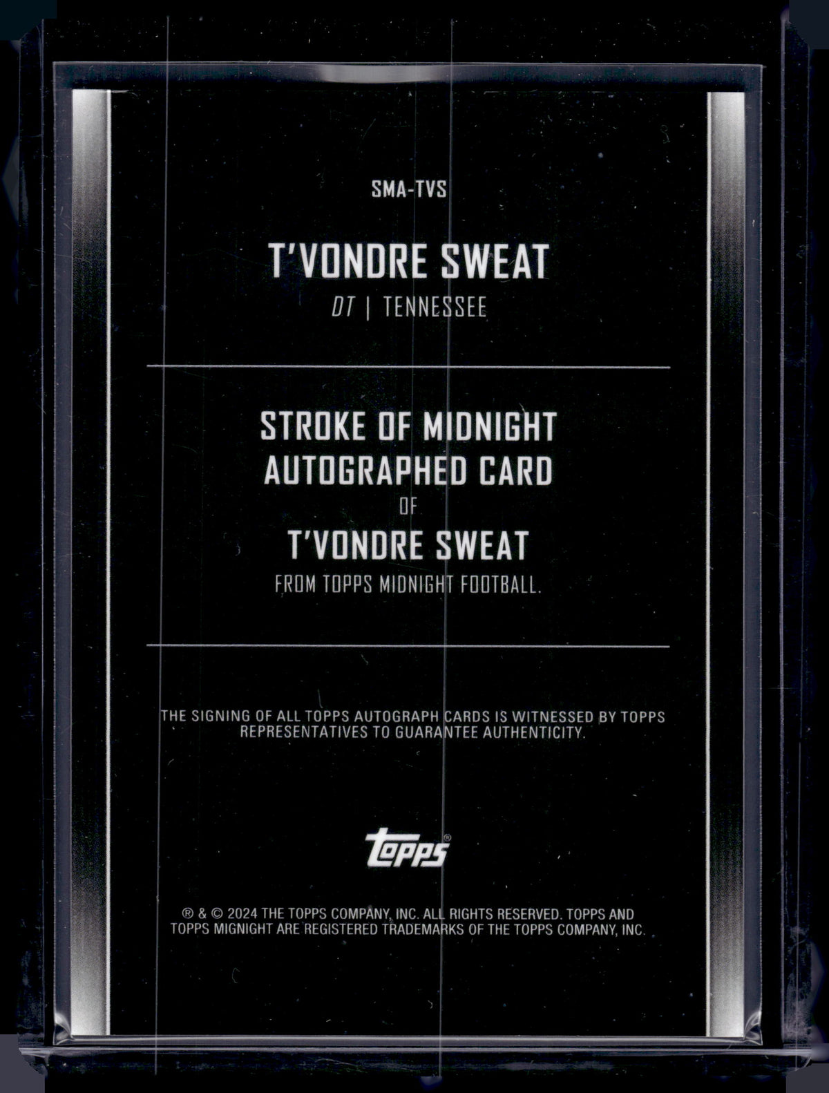 HL-P02 2024 Topps Midnight T'Vondre Sweat Stroke of Midnight Red Auto RC /99