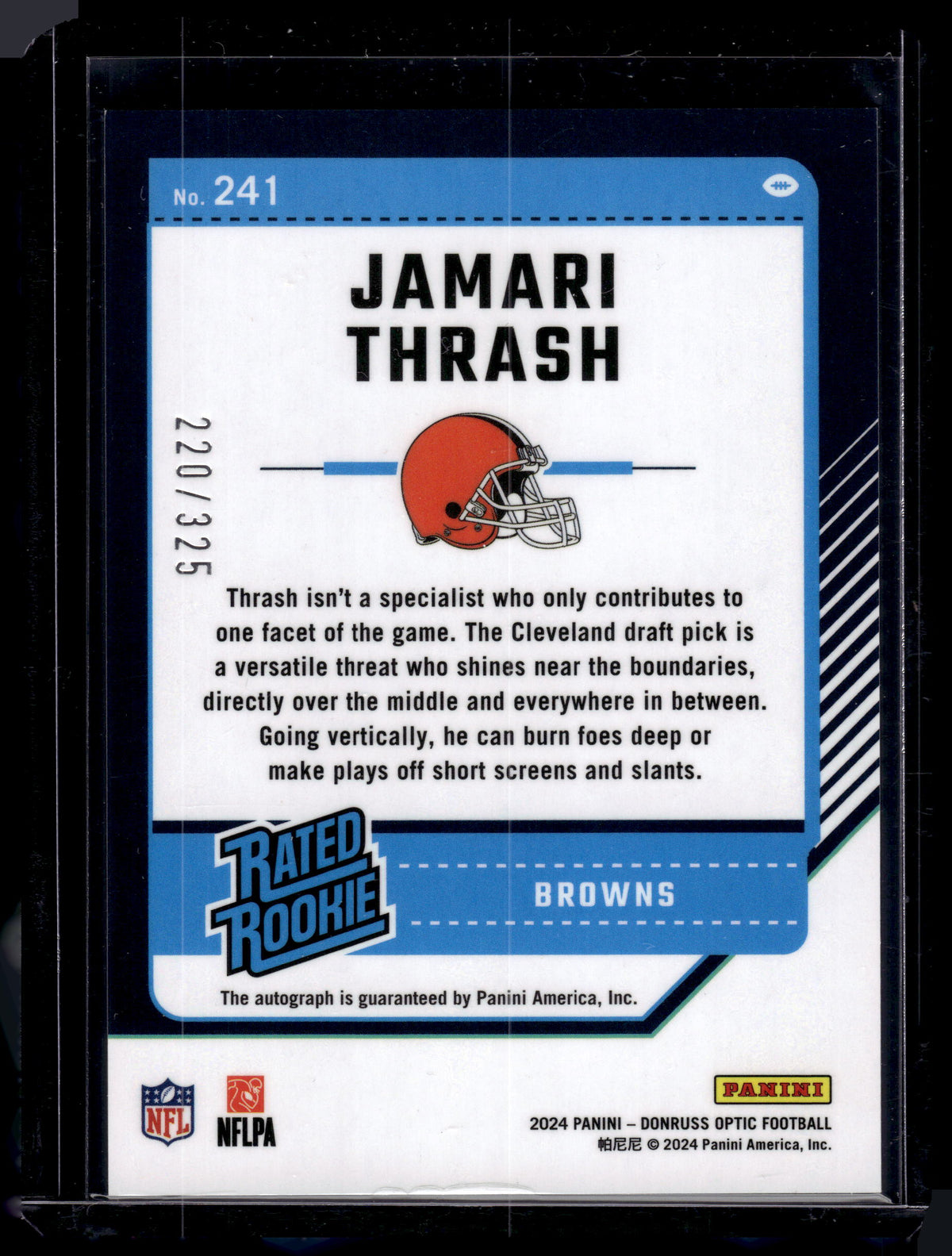 HL-P02 2024 Panini Donruss Optic Jamari Thrash #241 Base /325 Rated Rookie Auto