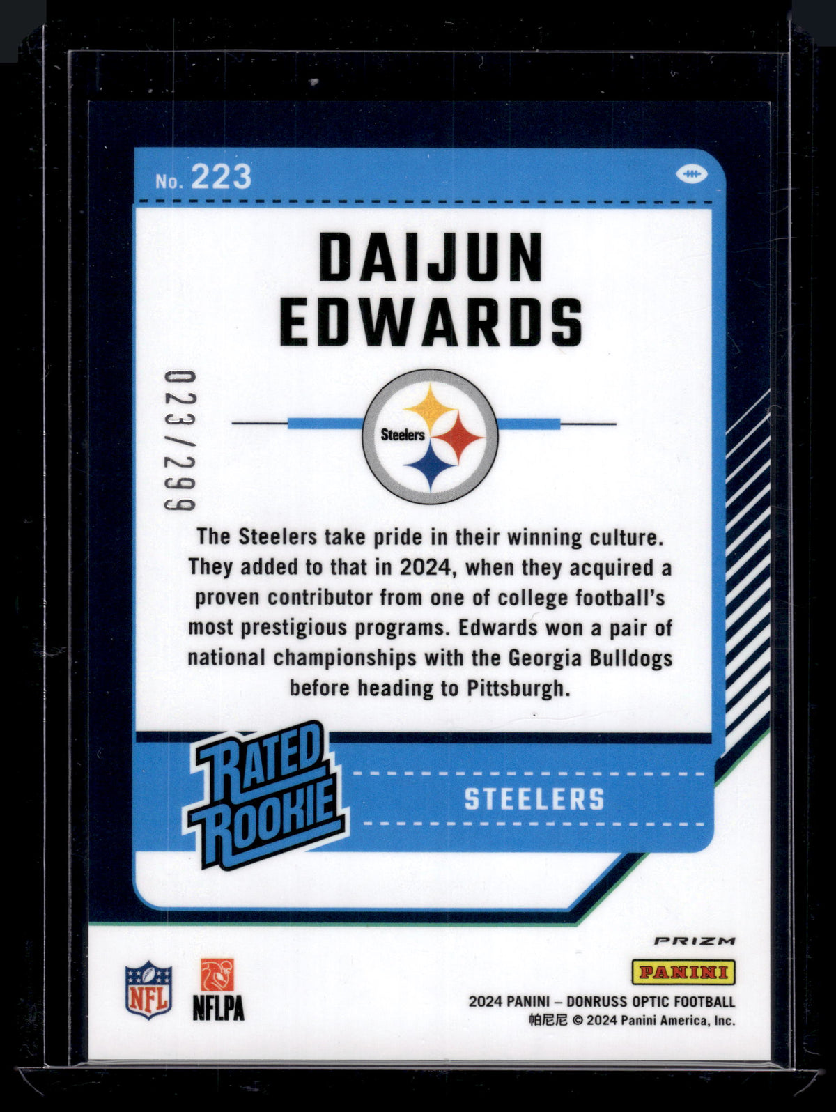 HL-P02 2024 Donruss Optic Daijun Edwards Light Blue /299 Rated Rookie #223