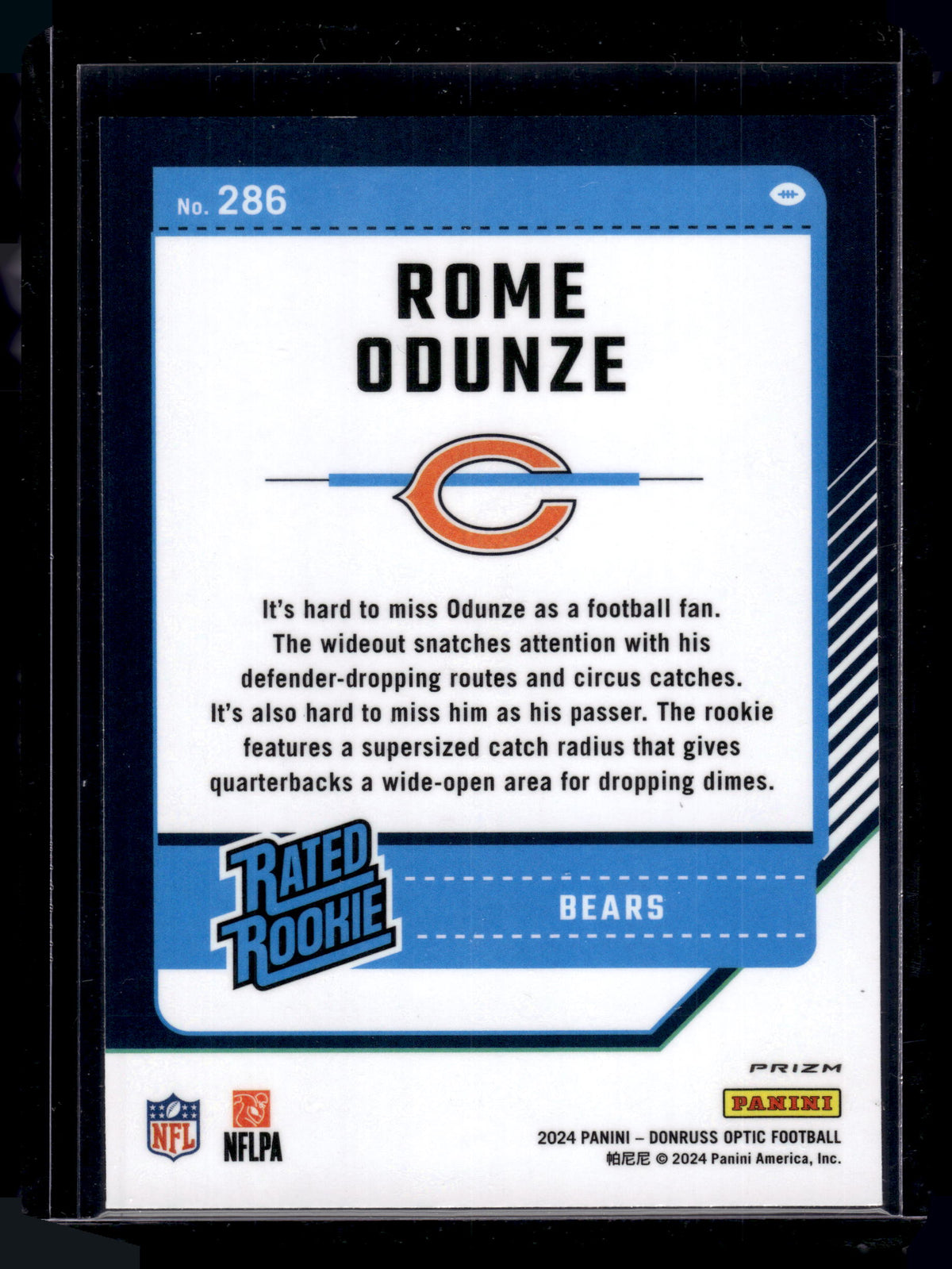 HL-P02 2024 Donruss Optic Rome Odunze #286 Purple Shock Prizm Rated Rookie