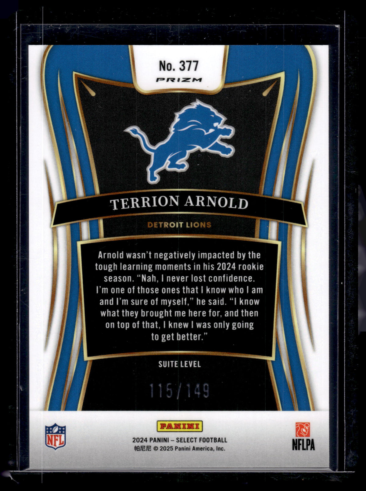 HL-P02 2024 Panini Select Prizm Terrion Arnold #377 Tri Color Prizm /149 RC