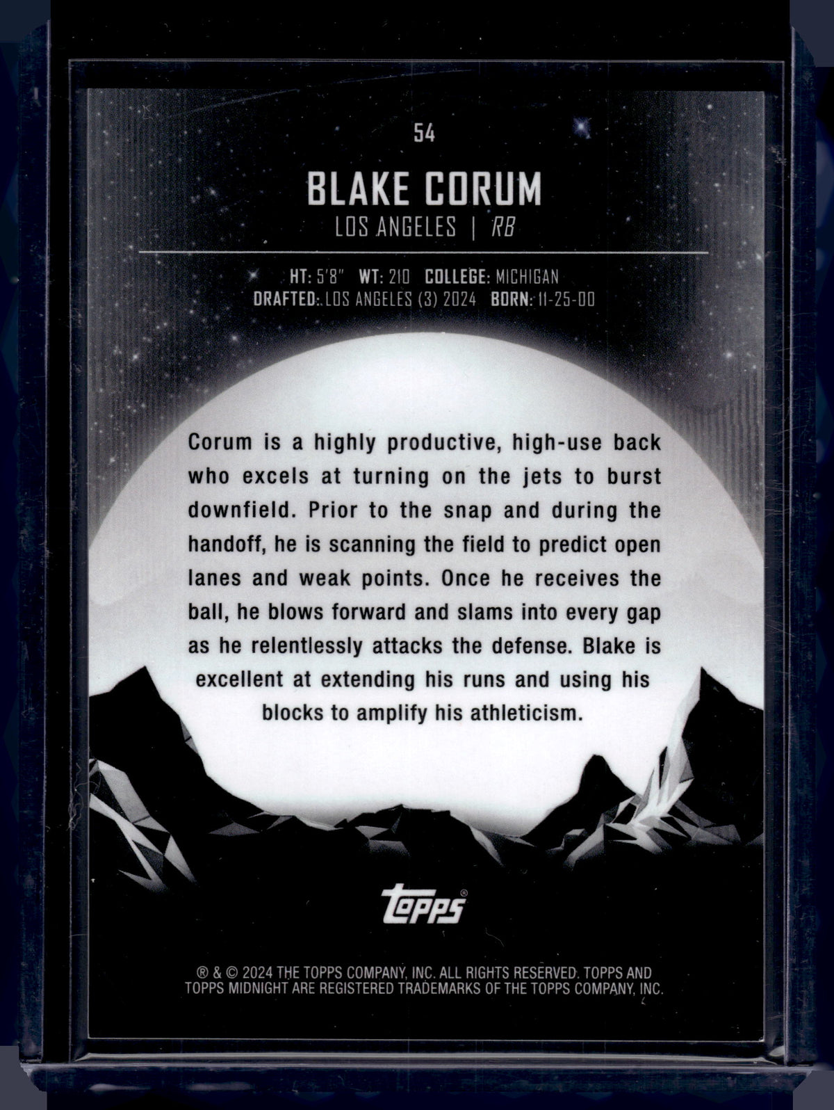 HL-P02 2024 Topps Midnight Blake Corum #54 /149 RC