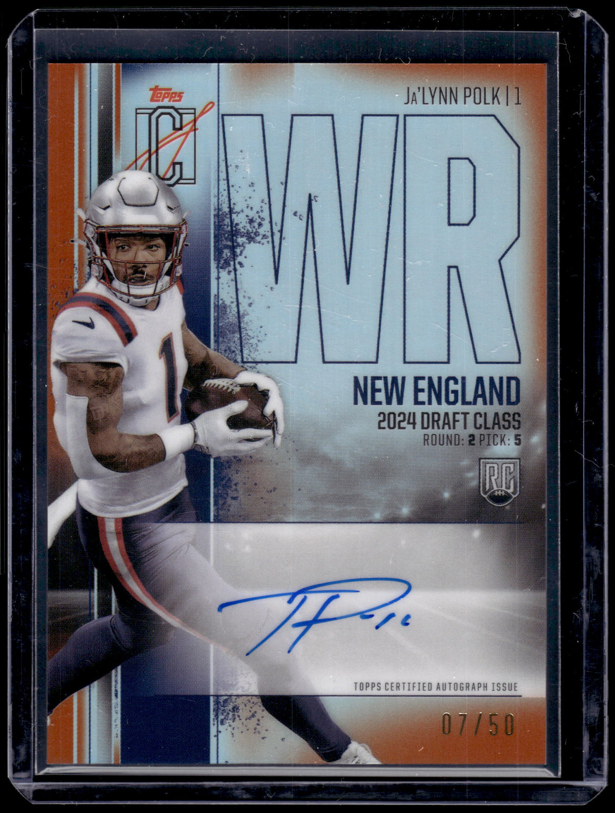 HL-P02 2025 Topps Signature Ja'Lynn Polk #RCV-JP Orange /50 Rookie Chrome Auto