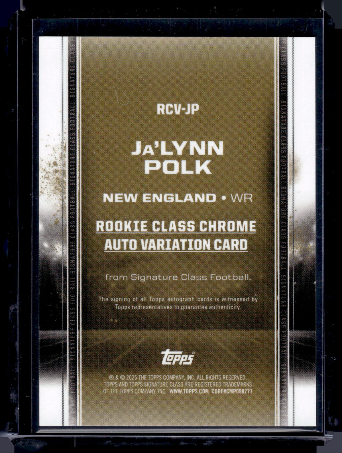 HL-P02 2025 Topps Signature Ja'Lynn Polk #RCV-JP Orange /50 Rookie Chrome Auto