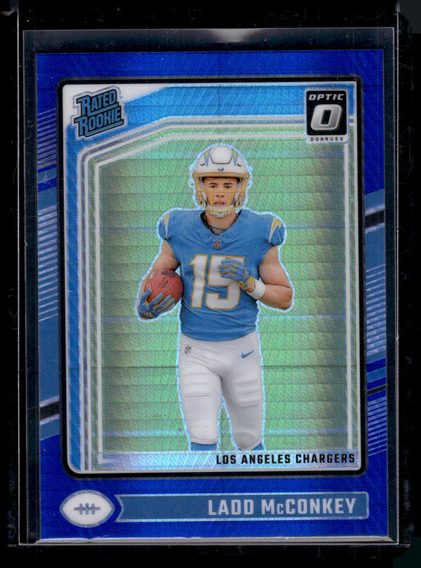 2024 Panini Donruss Optic Prizm Ladd McConkey #266 Blue Hyper RR