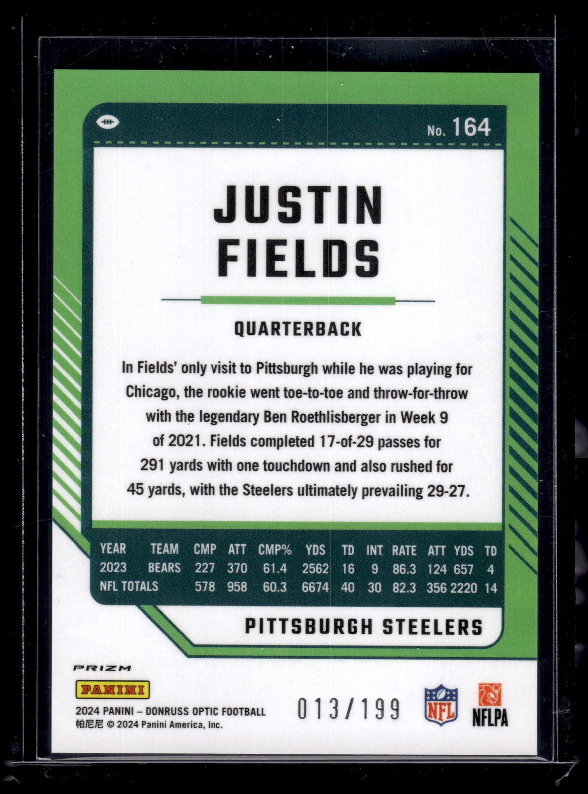 HL-P02 2024 Panini Donruss Optic Football Justin Fields #164 Blue /199