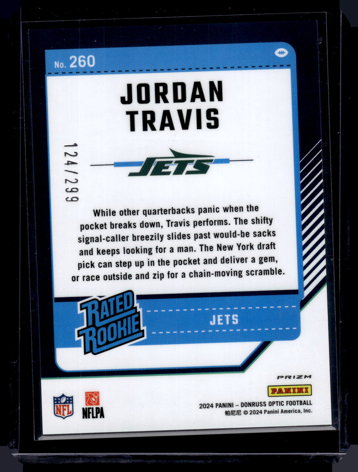 HL-P02 2024 Panini Donruss Optic Jordan Travis #260 Aqua /299 Rated Rookie