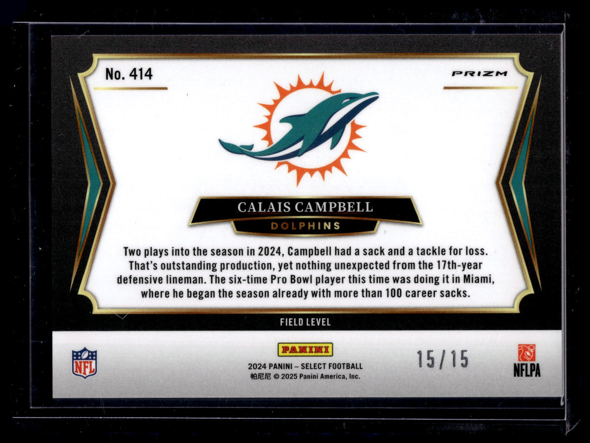 2025 HL-P02 2024 Panini Select Prizm Field Calais Campbell #414 Pink Glitter /15