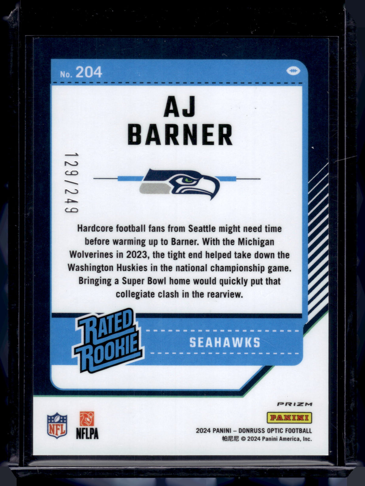 HL-P02 2024 Donruss Optic AJ Barner Orange Prizm /249 RR #204