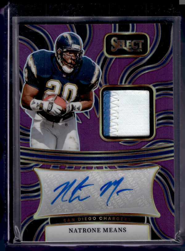 2024 Panini Select Natrone Means #SM-NMS Purple /49 Signature Memorabilia