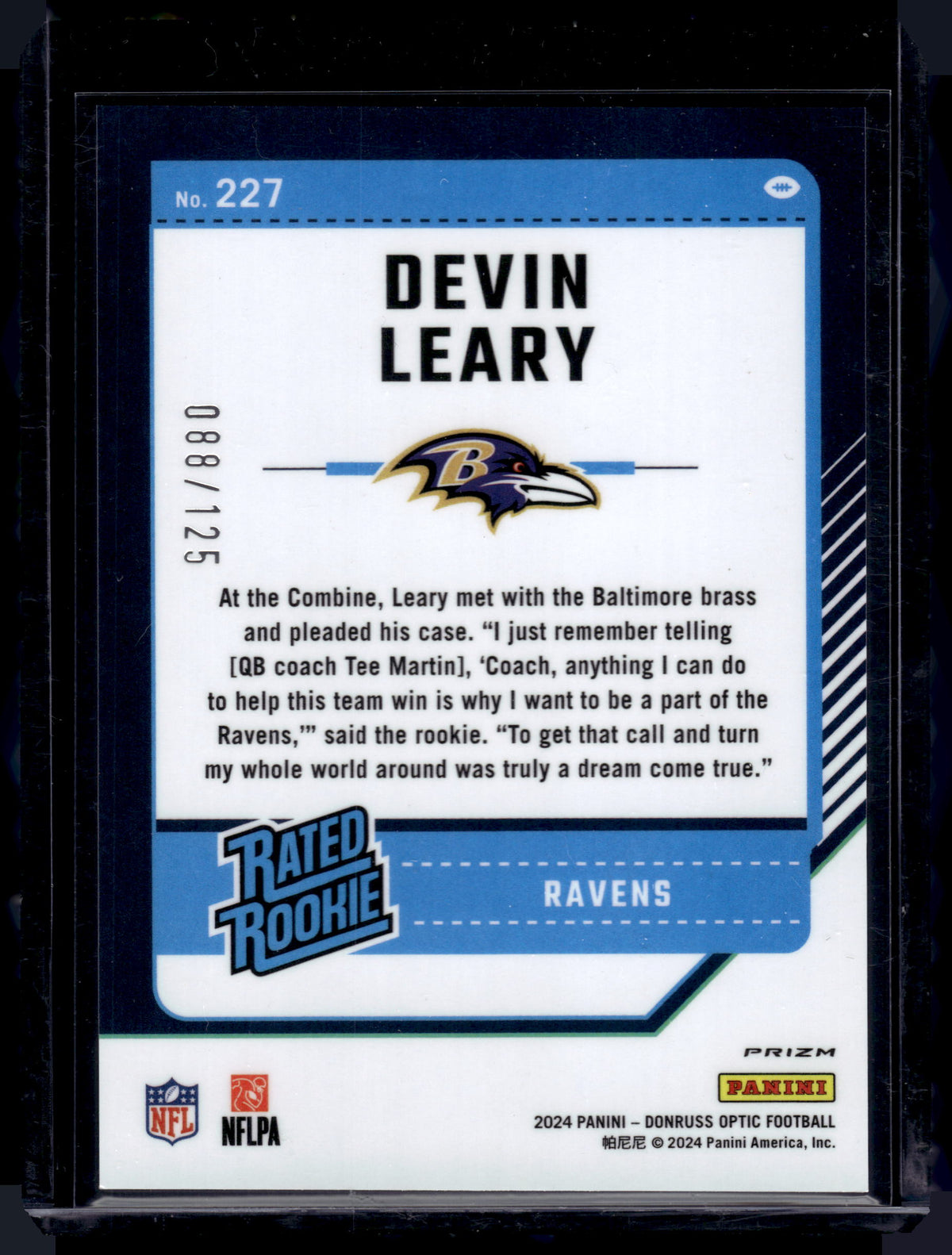 HL-P02 2024 Panini Donruss Optic Prizm Devin Leary #227 Red /125 Rated Rookie