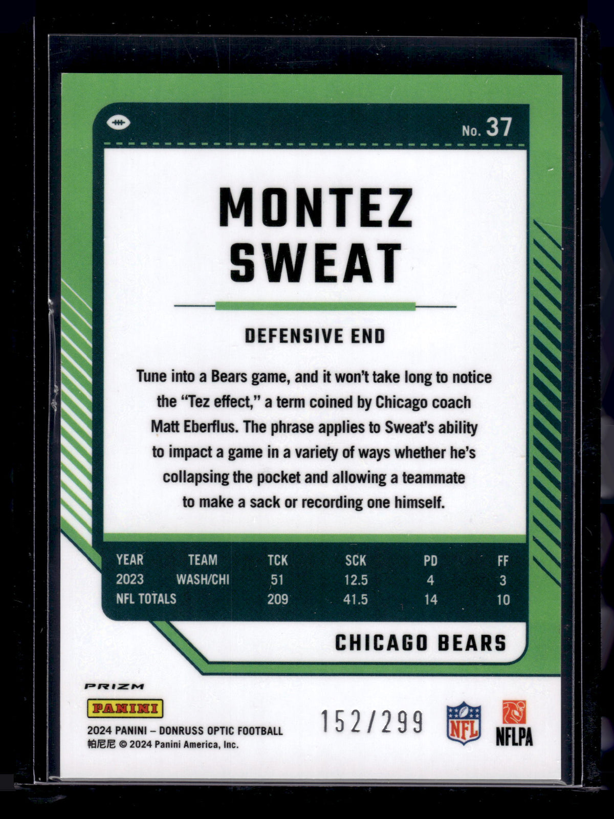 HL-P02 2024 Panini Donruss Optic Montez Sweat #37 Aqua Prizm /299