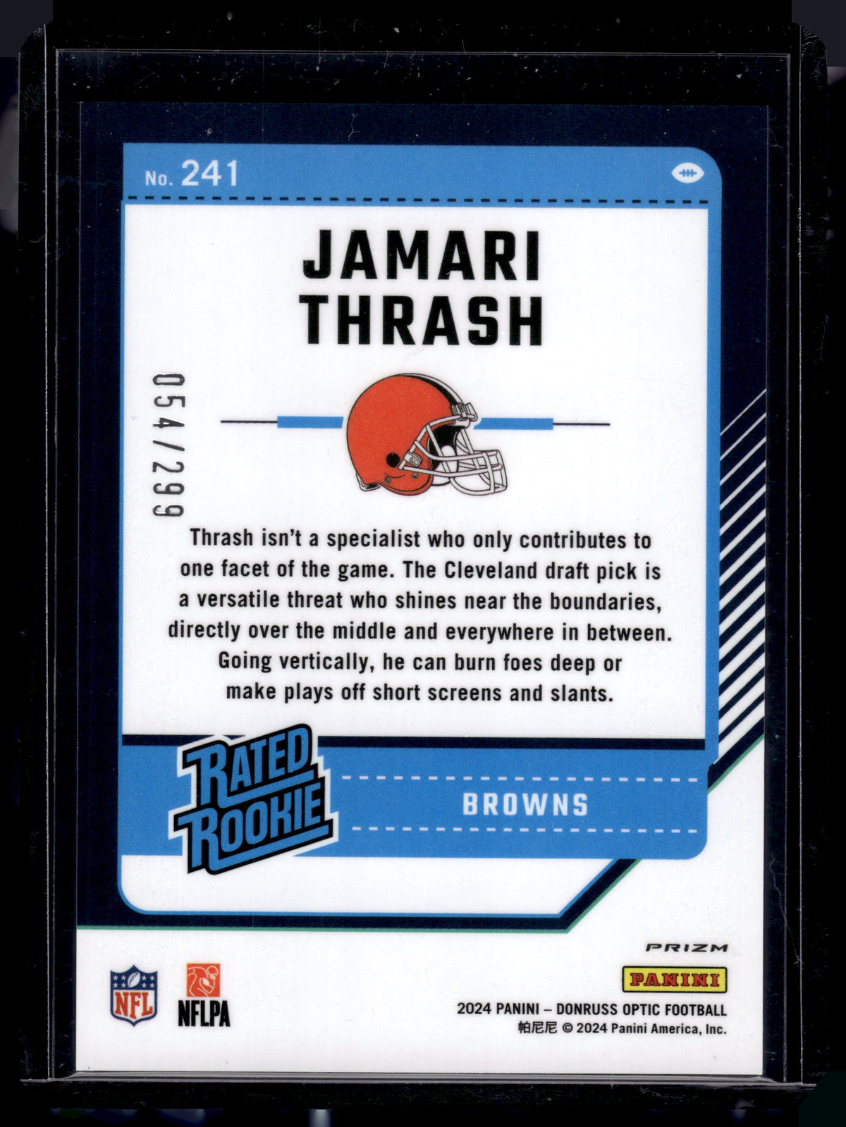 HL-P02 2024 Panini Donruss Optic Prizm Jamari Thrash #241 Aqua /299 Rated Rookie