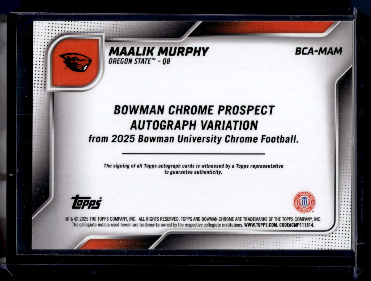 HL-P01 2025 Topps Bowman Maalik Murphy #BCA-MAM Black & Gold Stealth /25 Auto