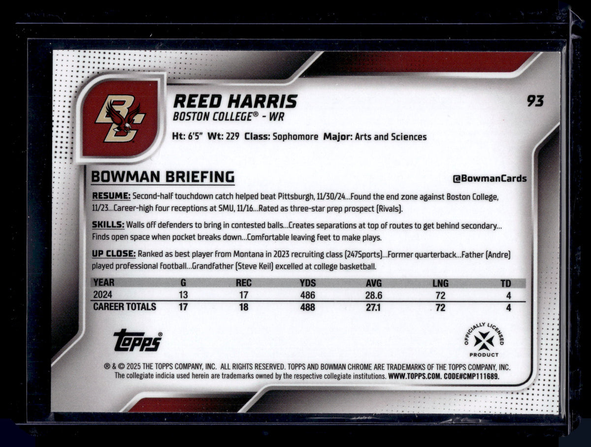 HL-P01 2025 Bowman Chrome Reed Harris #93 X-Fractor 1st Bowman