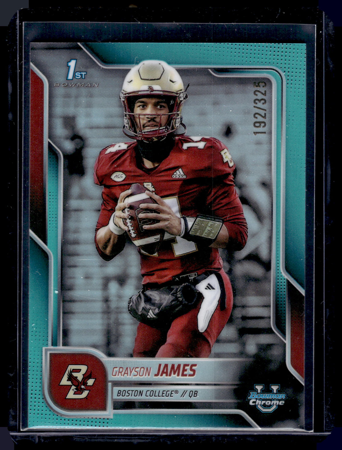 HL-P01 2025 Bowman Chrome University Grayson James #75 Aqua /325 1st Bowman